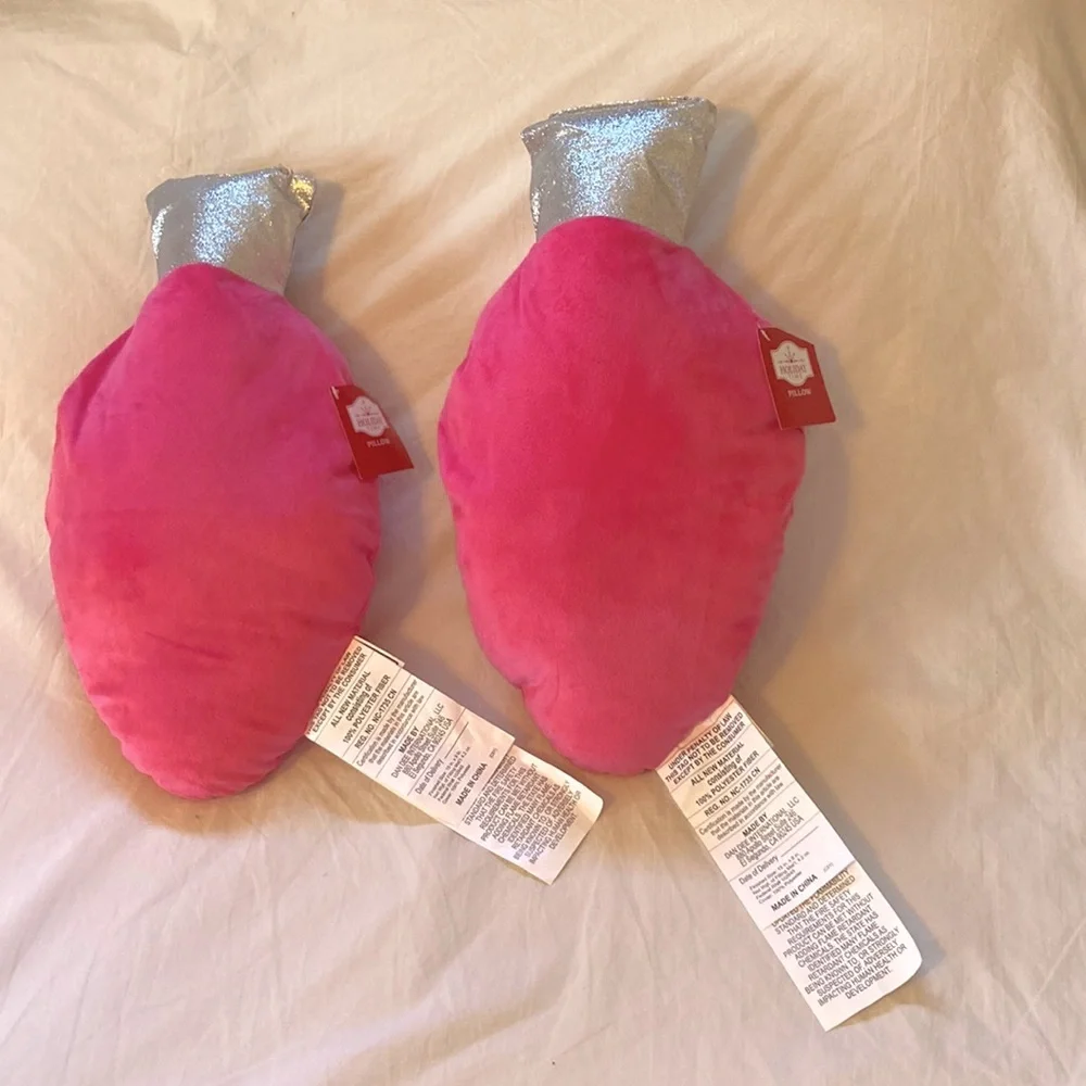 Christmas Bulb Ornament Pillows 15 inch Pink C9 Bulb Decorative Plush 2 Pillows
